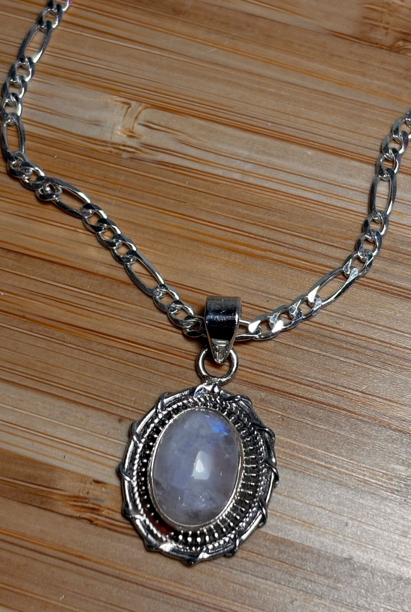 Cadena de plata+Piedra Luna