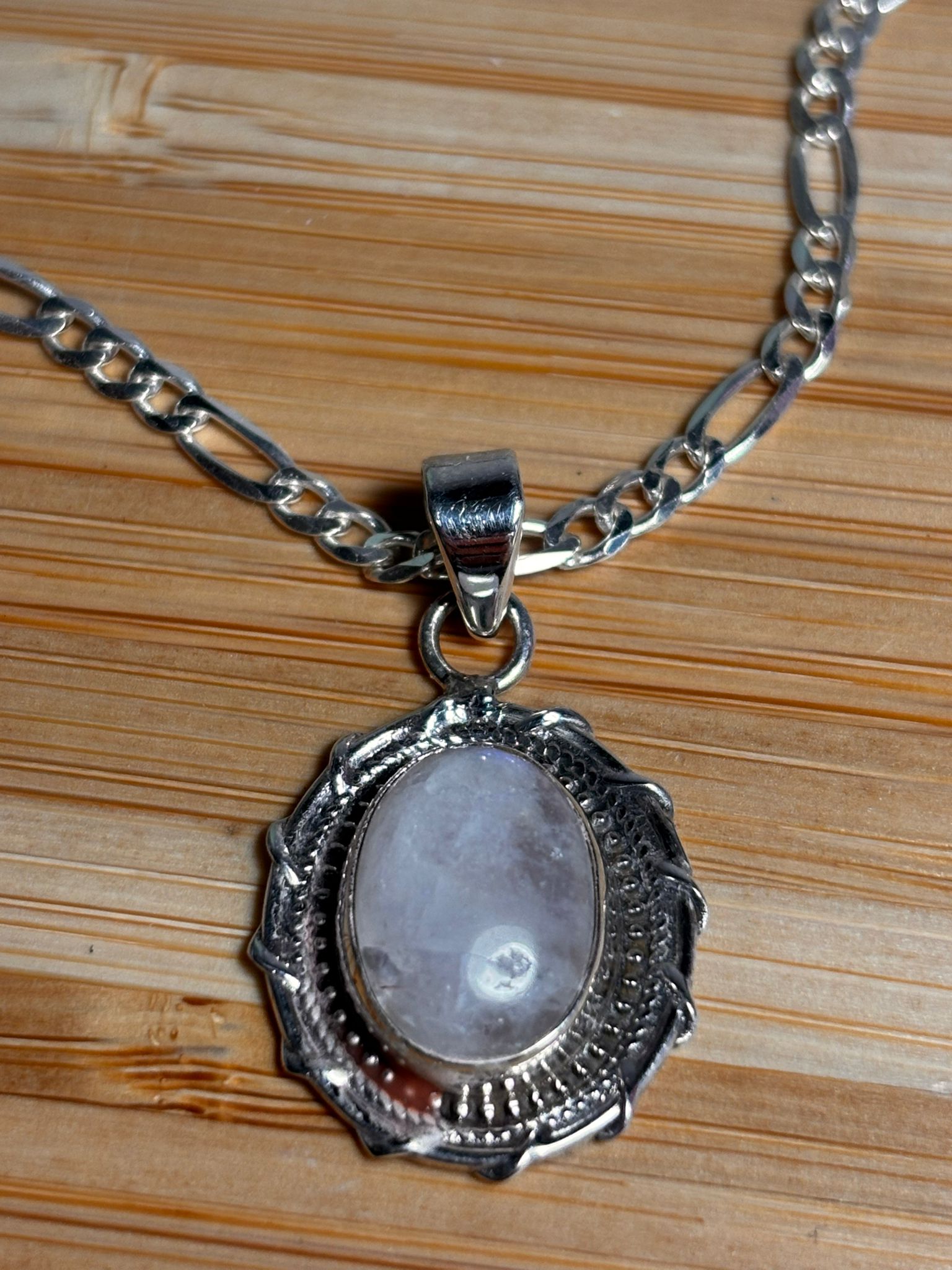 Cadena de plata+Piedra Luna